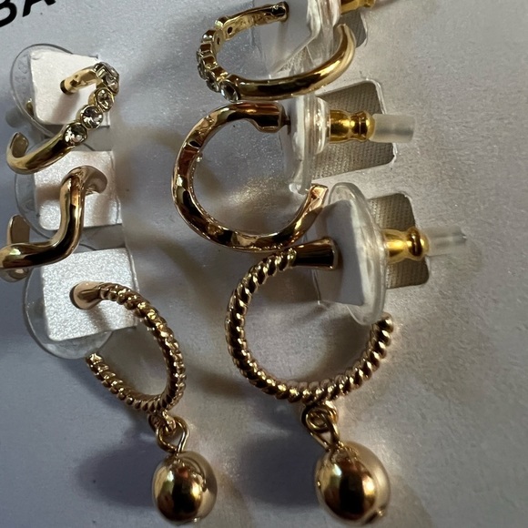 BaubleBar Earrings | Gold Colored | Set of Three - Picture 2 of 5